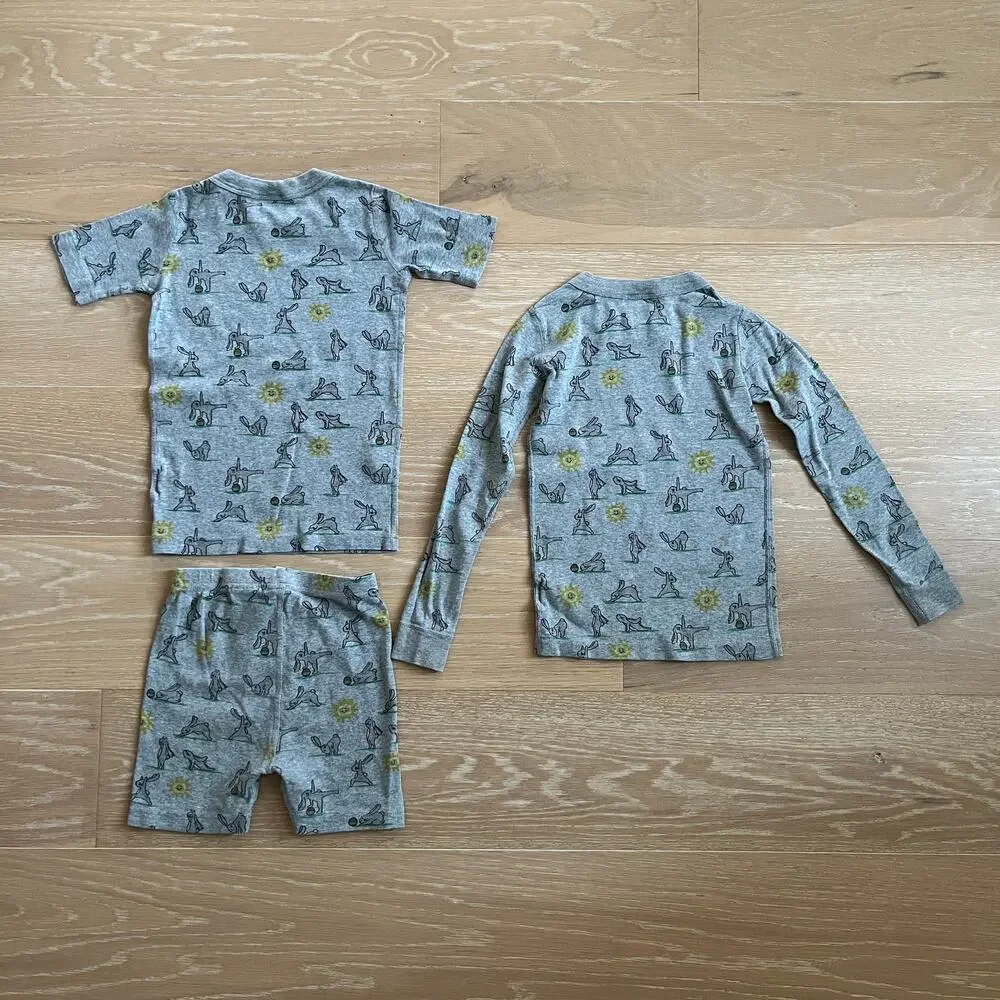 Hanna Andersson Kids Organic Cotton Bunny Yoga Pajama 3 pc Set